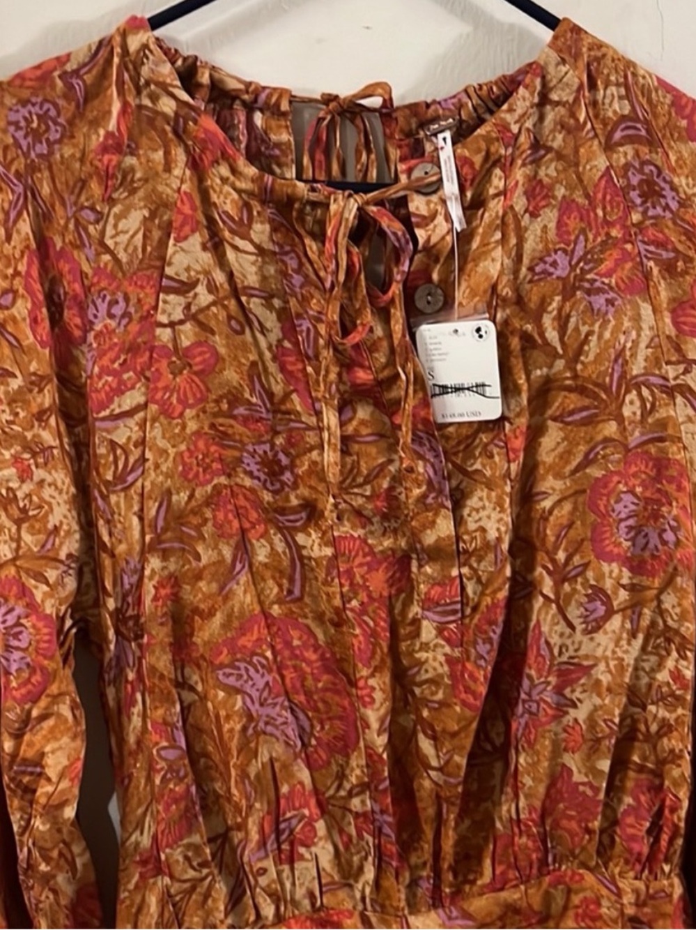 Free People ‘Dance Till Dawn’ Romper Size Small - Orange Floral 🧡 🌼 - Picture 4 of 10
